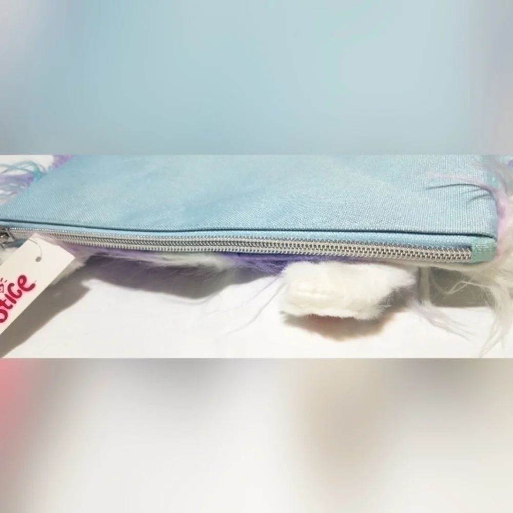 Justice Fuzzy Unicorn Themed Pencil/Pens Ring Binder Case